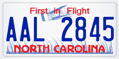 NC license plate AAL2845