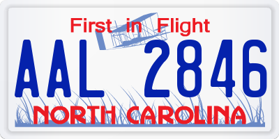 NC license plate AAL2846