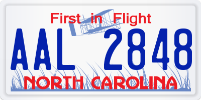 NC license plate AAL2848