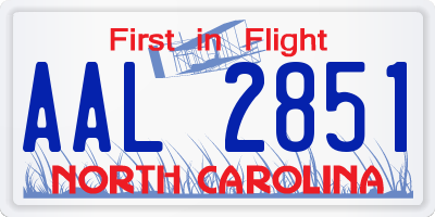NC license plate AAL2851