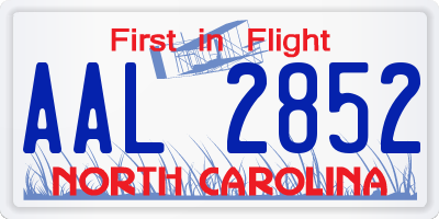 NC license plate AAL2852