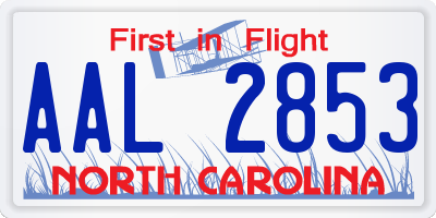 NC license plate AAL2853