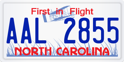 NC license plate AAL2855