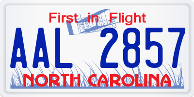 NC license plate AAL2857