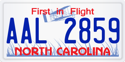 NC license plate AAL2859