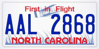 NC license plate AAL2868