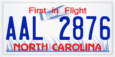 NC license plate AAL2876