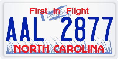 NC license plate AAL2877