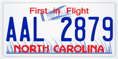 NC license plate AAL2879