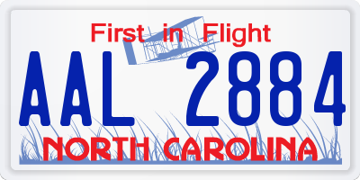 NC license plate AAL2884