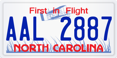 NC license plate AAL2887