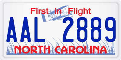 NC license plate AAL2889