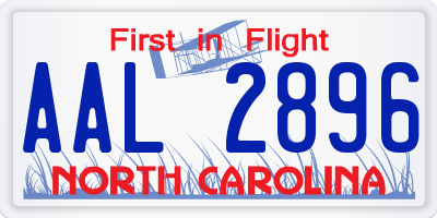 NC license plate AAL2896