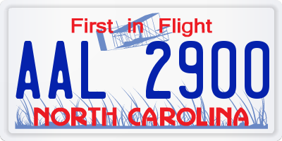 NC license plate AAL2900