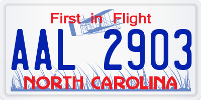 NC license plate AAL2903