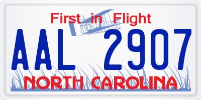 NC license plate AAL2907
