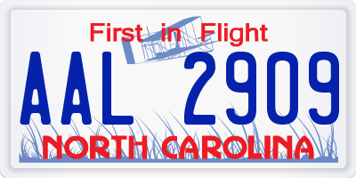 NC license plate AAL2909