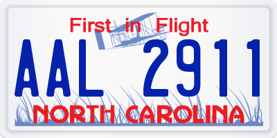 NC license plate AAL2911