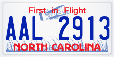 NC license plate AAL2913