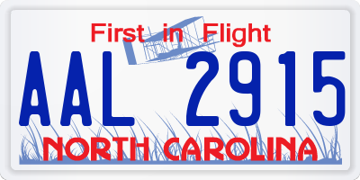 NC license plate AAL2915