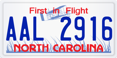 NC license plate AAL2916