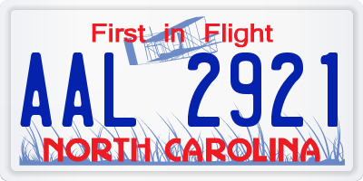 NC license plate AAL2921