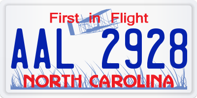 NC license plate AAL2928