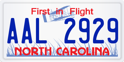 NC license plate AAL2929