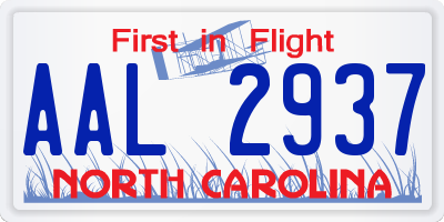 NC license plate AAL2937