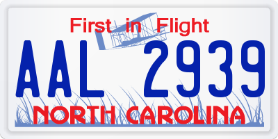 NC license plate AAL2939