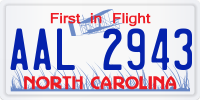 NC license plate AAL2943