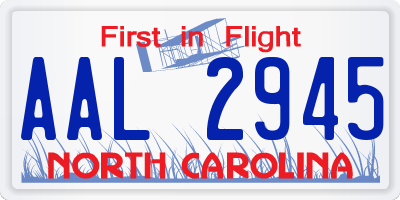 NC license plate AAL2945