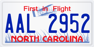 NC license plate AAL2952