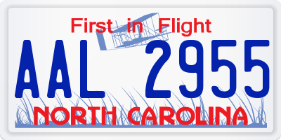 NC license plate AAL2955