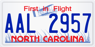 NC license plate AAL2957