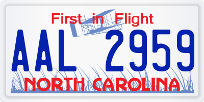 NC license plate AAL2959