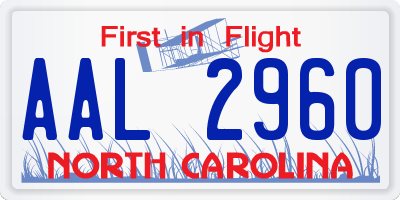 NC license plate AAL2960