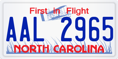 NC license plate AAL2965