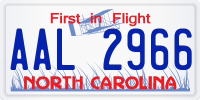 NC license plate AAL2966