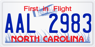 NC license plate AAL2983
