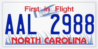 NC license plate AAL2988