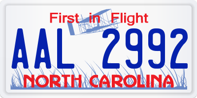 NC license plate AAL2992