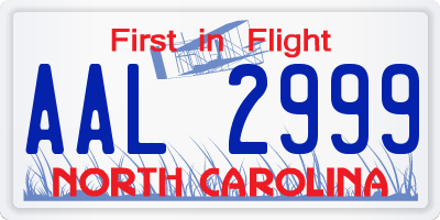 NC license plate AAL2999