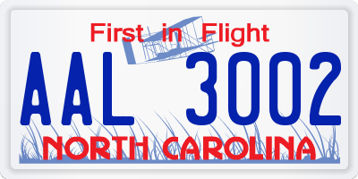 NC license plate AAL3002
