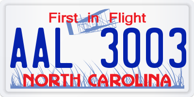 NC license plate AAL3003