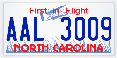 NC license plate AAL3009