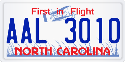 NC license plate AAL3010