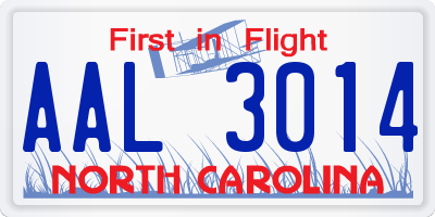 NC license plate AAL3014