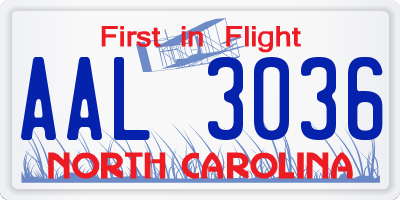 NC license plate AAL3036