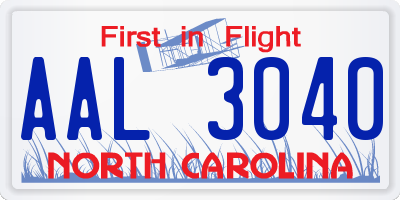 NC license plate AAL3040